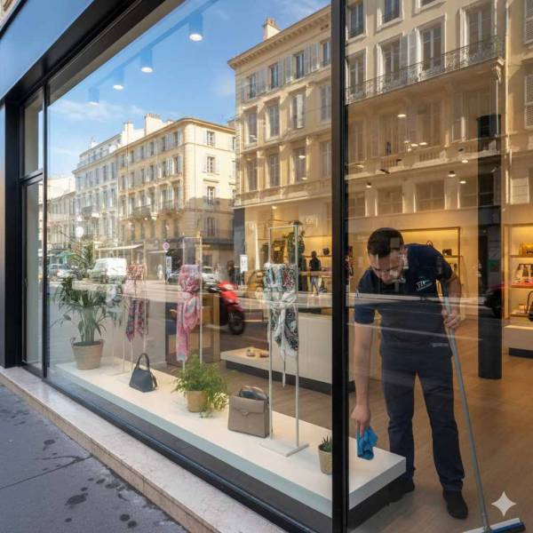 nettoyage de vitrine par société de nettoyage à Marseille et Aubagne